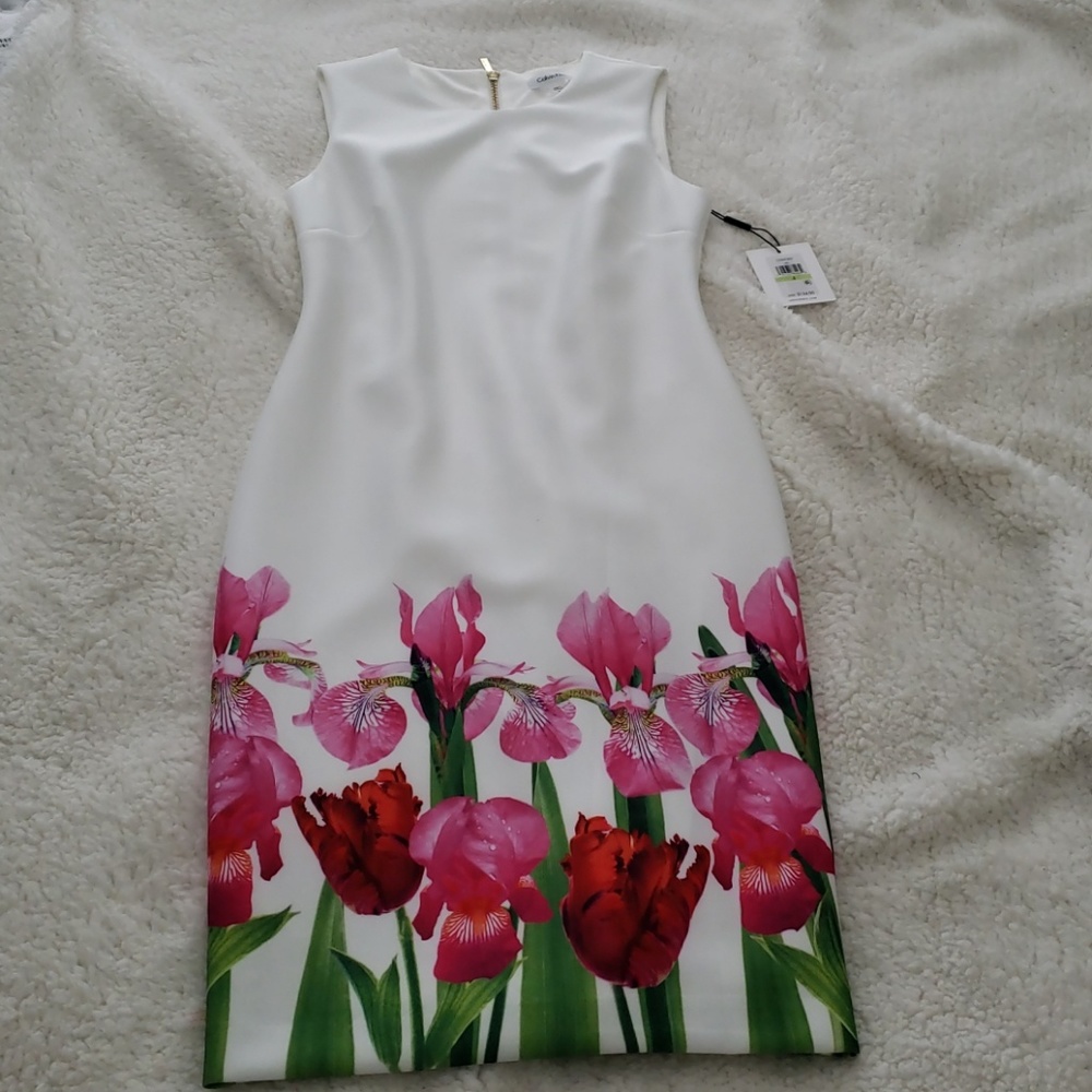 Orchid print Calvin Klein dress